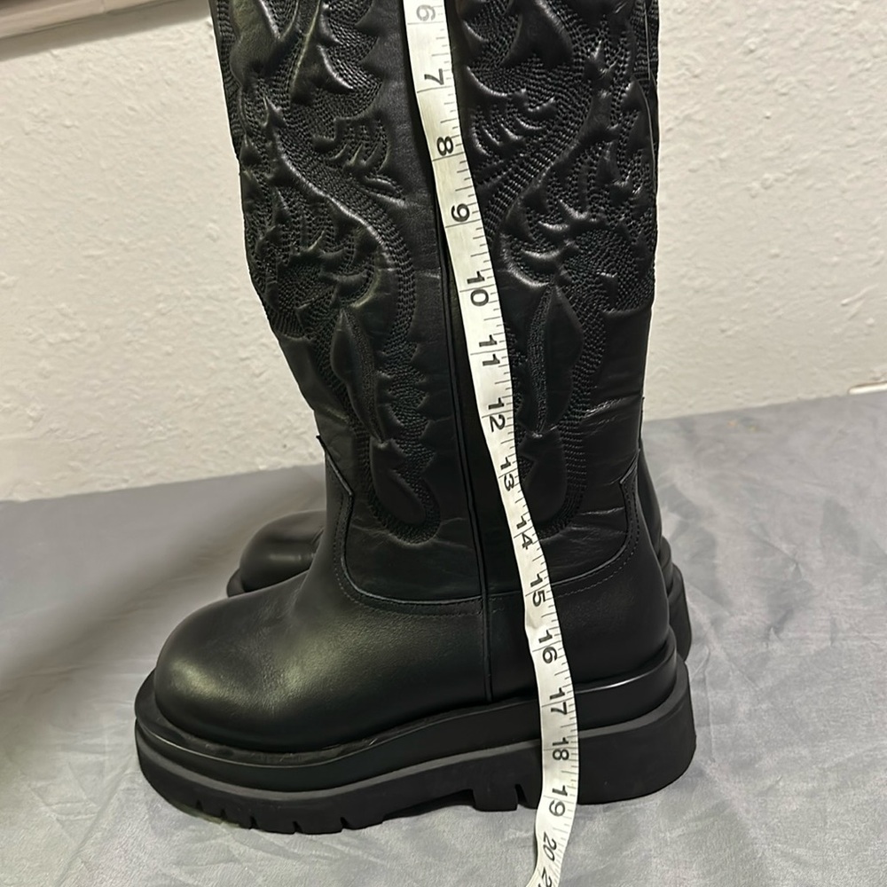 Jeffrey Campbell Black Over-the-Knee Embossed Leather Boots - Picture 13 of 14
